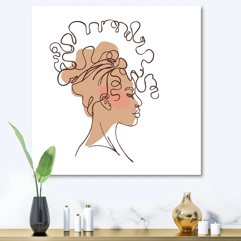 Designart - One Line Portrait of African American Woman I