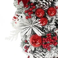 28" Battery-Operated Pre-Lit Flocked Decorated Artificial Swag