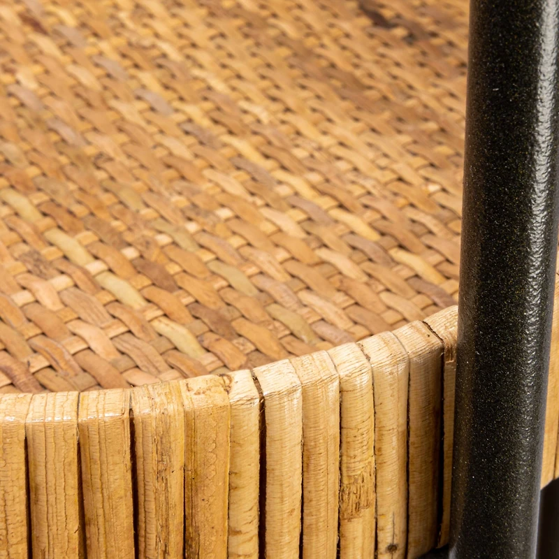 Hello Honey® 3ft. Boho Arched Black Metal Plant Stand with Rattan Trays