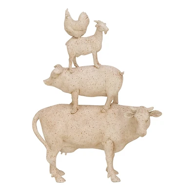 18" White Farm Animals Sculpture