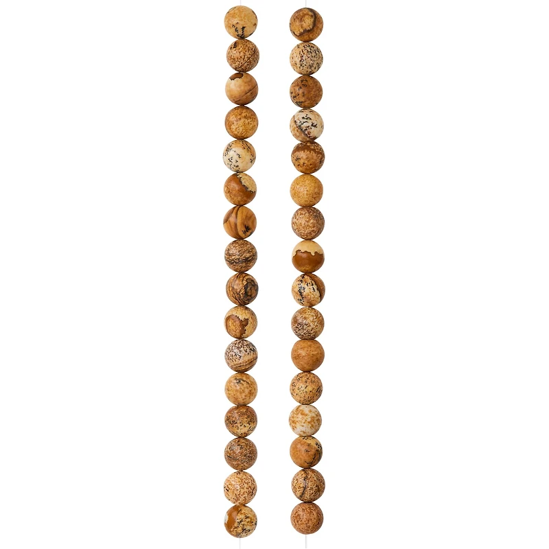 12 Pack: Natural Picture Jasper Round Beads, 8mm by Bead Landing™