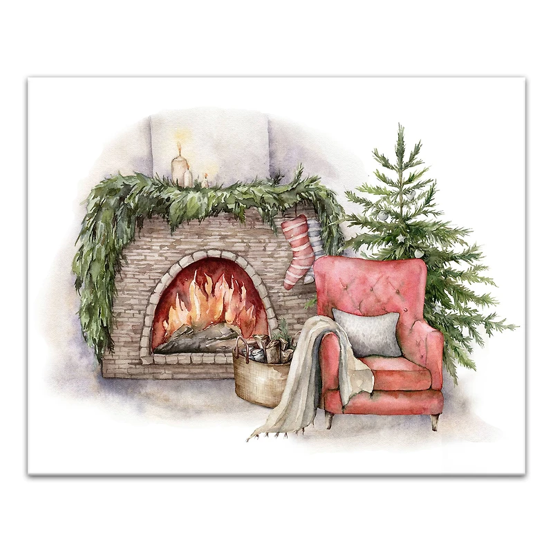 Cozy Fireplace Canvas Wall Art