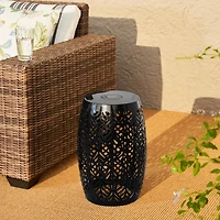 Glitzhome® 18.25" Multifunctional Solar Powdered Iron Leaf Cutout Garden Stool