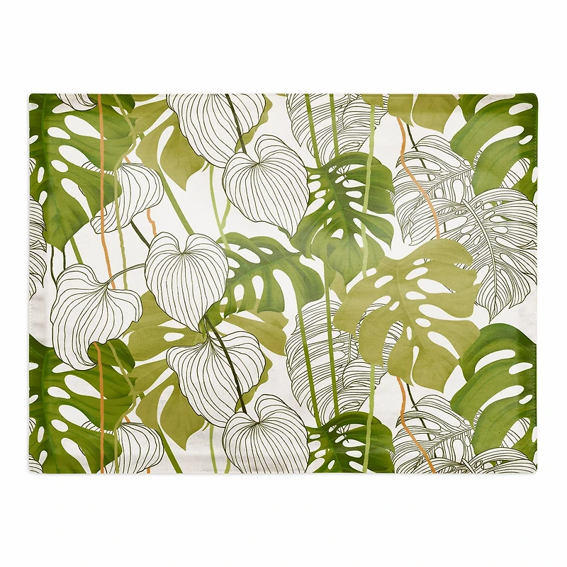 Yellow Green Monstera 18" x 14" Cotton Twill Placemat