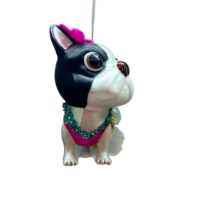 4" Bulldog in Tinsel Tutu Glass Ornament by Ashland®