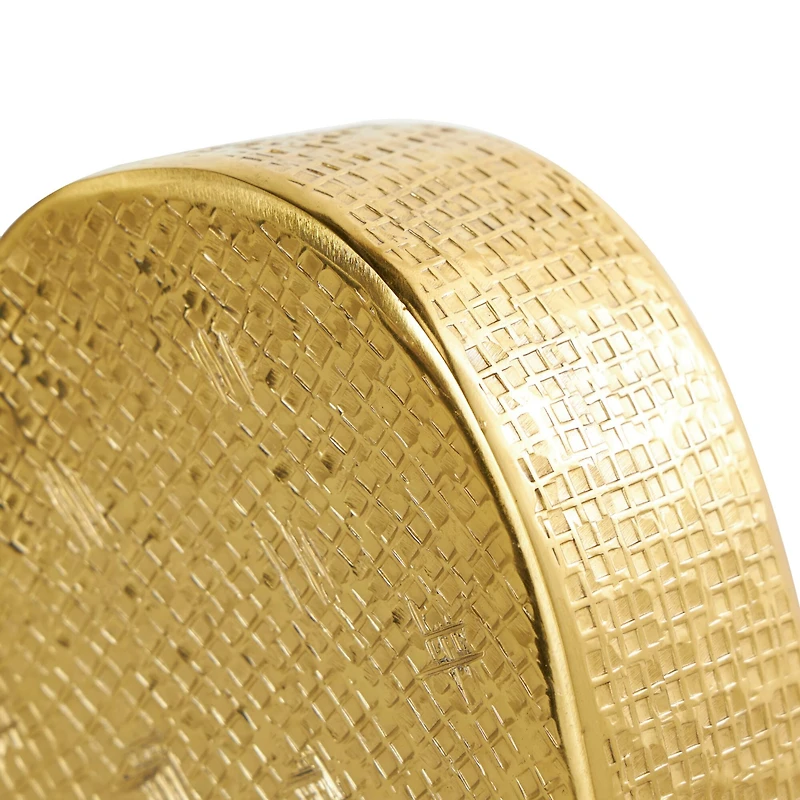 9" Gold Aluminum Slanted Heart Sculpture with Textured Exterior