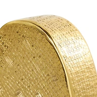 9" Gold Aluminum Slanted Heart Sculpture with Textured Exterior