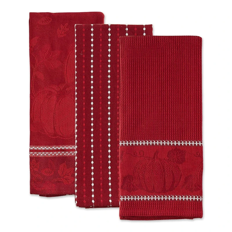 DII® Redwood Harvest Embellished Dish Towels, 3ct.