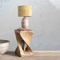 Hello Honey® 16.5" Pink Reactive Glaze Round Stoneware Table Lamp with Mustard Velvet Shade