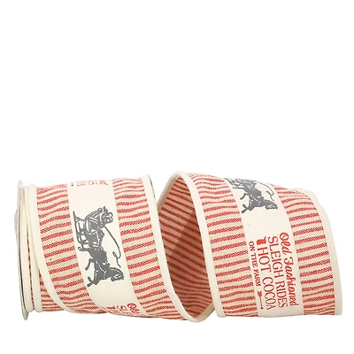 JAM Paper 4" x 5yd. Natural Vintage Ticking Wired Ribbon