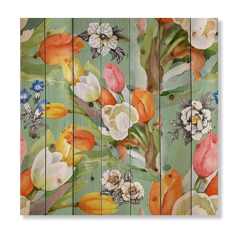 Designart - Blooming White and Orange Tulips III