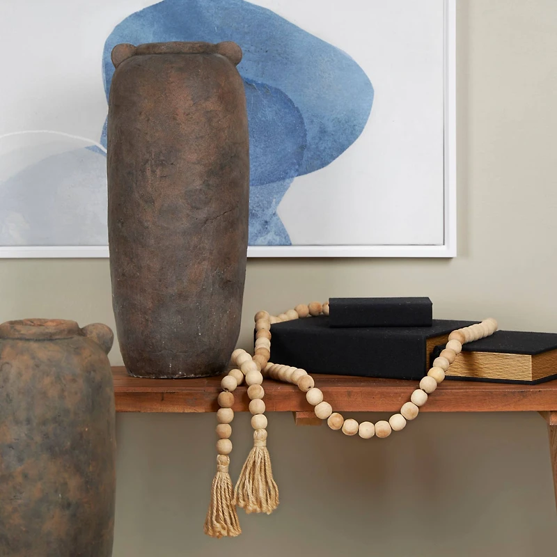 21" Brown Ceramic Distressed Terra Cotta Vase