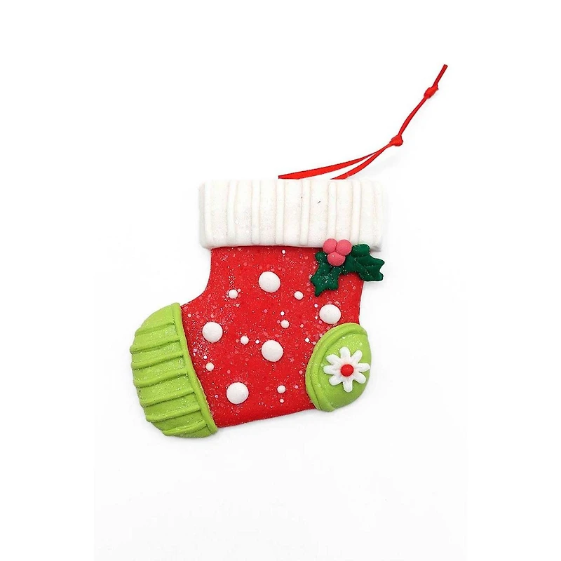 Wizardi Glossy Gingerbread Sock Christmas Ornament, 1pc.