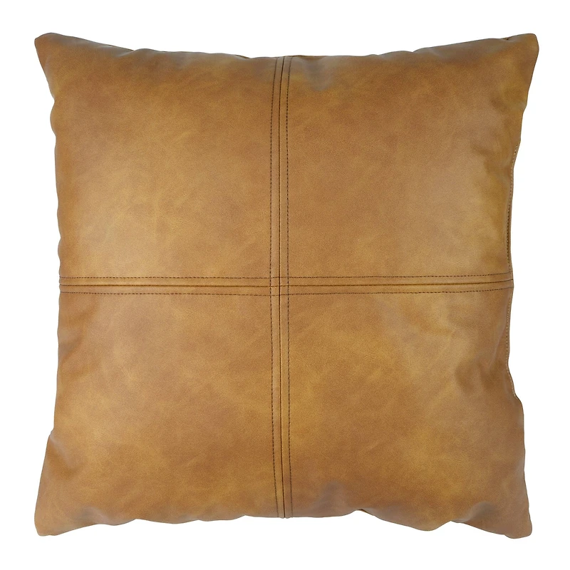 18" Brown Faux Leather Throw Pillow by Ashland®