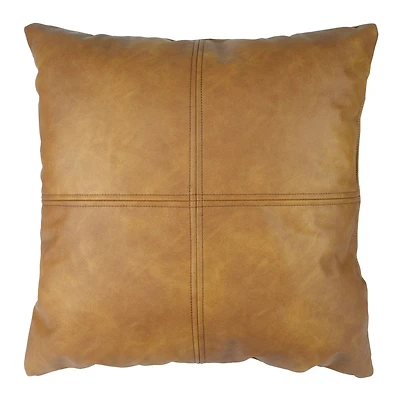 18" Brown Faux Leather Throw Pillow by Ashland®