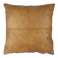 18" Brown Faux Leather Throw Pillow by Ashland®