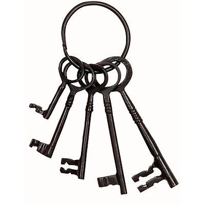 The Novogratz Set of 5" Black Aluminum Industrial Keys, 8" x 3"