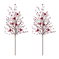 Glitzhome® 28" Valentine's Red Berry &Heart Picks Set