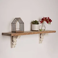 Whitewashed Distressed Antique Wood Corbel Shelf Brackets (Set of 2)