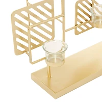 Gold Metal Contemporary Candelabra, 16" x 18" x 5"