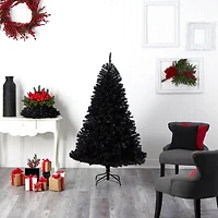 6ft. Pre-Lit Black Artificial Christmas Tree, Clear LED Lights
