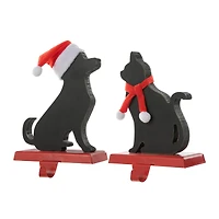 Glitzhome® Cat & Dog Metal Christmas Stocking Holder Set