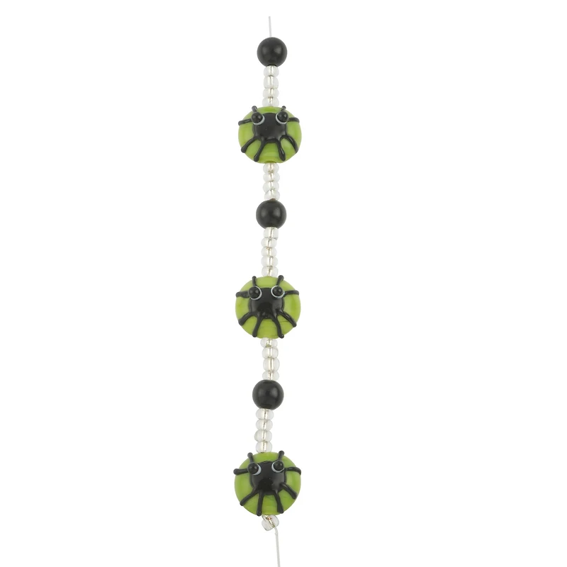 Green & Black Spider Lampwork Glass Bead Mix by Bead Landing™