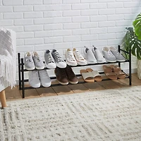 Organize It All Black 25" 2 Tier Expandable Shoe Rack