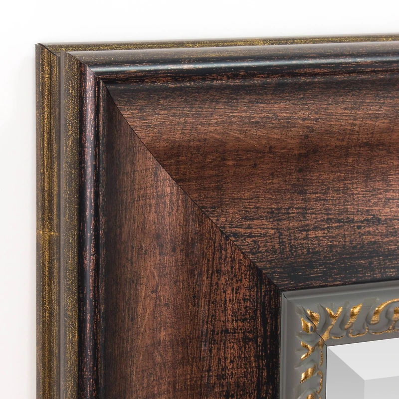 Head West Copper Distressed 30.5" x 36.5" Framed Beveled Accent Vanity Mirror