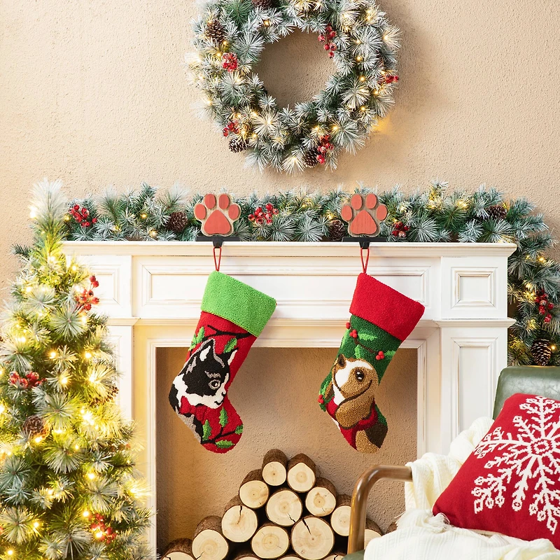 Glitzhome® 20.5" Dog & Cat Hooked Stocking Set