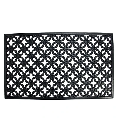 Black Elegant Quatrefoil Doormat