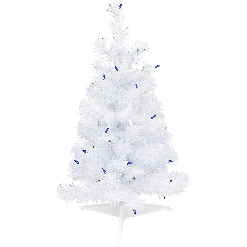 2ft. Pre-Lit White Iridescent Pine Artificial Christmas Tree, Blue Lights