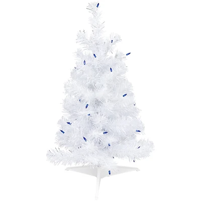 2ft. Pre-Lit White Iridescent Pine Artificial Christmas Tree, Blue Lights