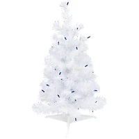 2ft. Pre-Lit White Iridescent Pine Artificial Christmas Tree, Blue Lights