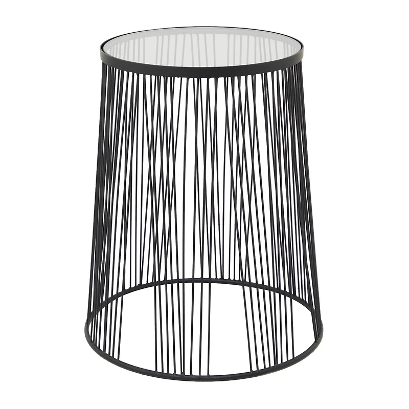 Black Metal Contemporary Accent Table, 22" x 18" x 18"