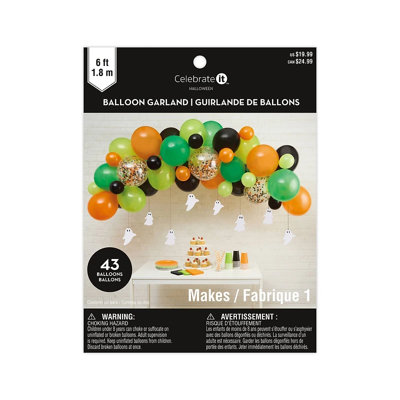 Orange, Black & Green Halloween Balloon Garland by Celebrate It™