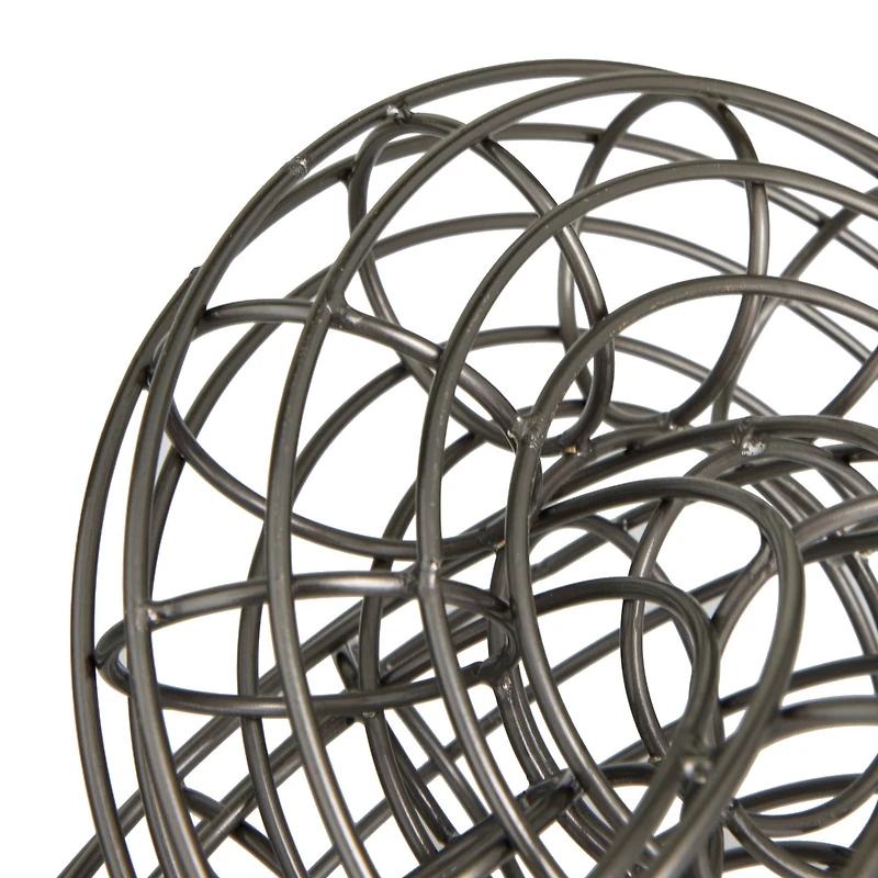 Set of 2 Grey Metal Contemporary Sculptures, 7" x 8" x 9"