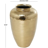 18" Gold Aluminum Brushed Vase with Hammered Top