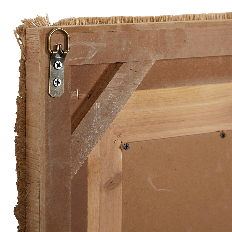 36" Brown Bohemian Style Wood Wall Mirror