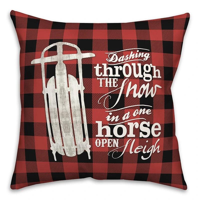 One Horse Open Sleigh 18x18 Throw Pillow