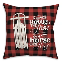 One Horse Open Sleigh 18x18 Throw Pillow