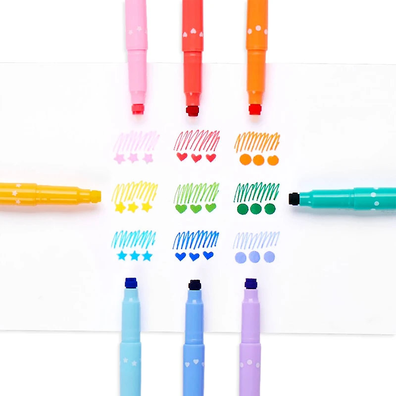 OOLY Confetti Stamp Double-Ended Markers, 9ct.