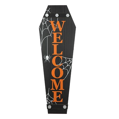 Glitzhome® 42" Halloween Wooden Welcome Coffin Porch Décor
