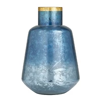 Blue Glass Coastal Vase, 14" x 10" x 10"