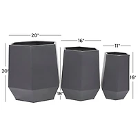 Grey Modern Planter, Set of 3" 21", 16", 11"