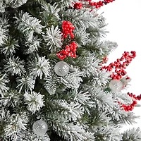 6ft. Pre-Lit Snow Tipped Norwegian Fir Artificial Christmas Tree, White LED Lights
