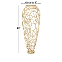 Gold Aluminum Contemporary Vase, 9" x 9" x 23"