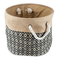 DII® 15" Black Ikat Round Burlap Bin
