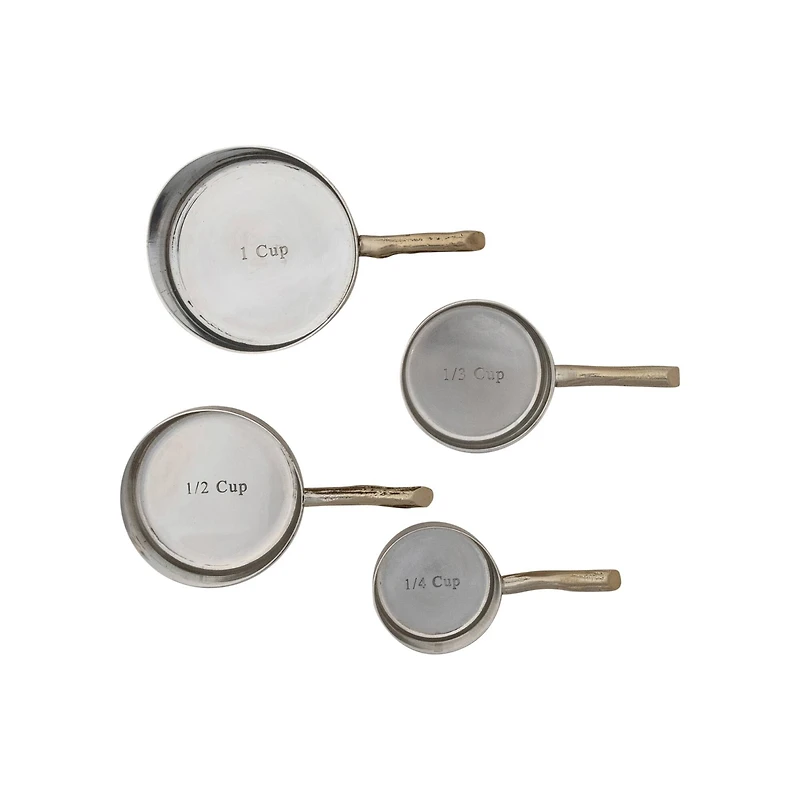 Hello Honey® Brass 4-Piece Stainless Steel Measuring Cup Set with Etched Flowers & Twig Shaped Handles