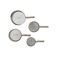 Hello Honey® Brass 4-Piece Stainless Steel Measuring Cup Set with Etched Flowers & Twig Shaped Handles